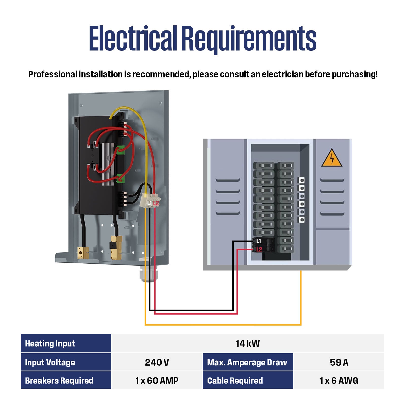 Westinghouse 14kW 240V Tankless Water Heater Electric, 3.4 GPM Instant Hot Water Heater, 2-3 Point of Use Hot Water, Wi-Fi Enabled, APOLO-14k, Upgrade