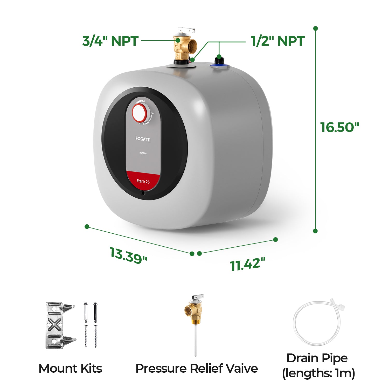 2.5 Gallons Electric Mini Tank Instant Hot Water Heater, Point-of-Use and Under Sink