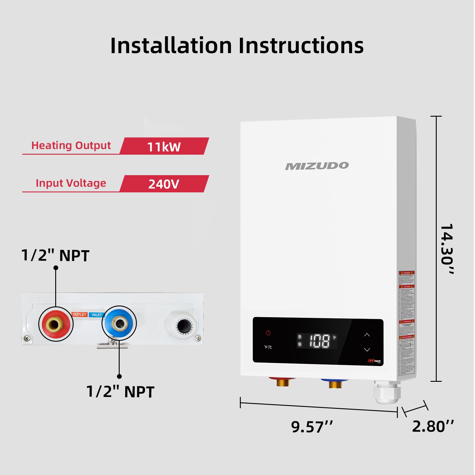 11 kW 2.6 GPM 240-Volt   Electric Tankless Water Heater