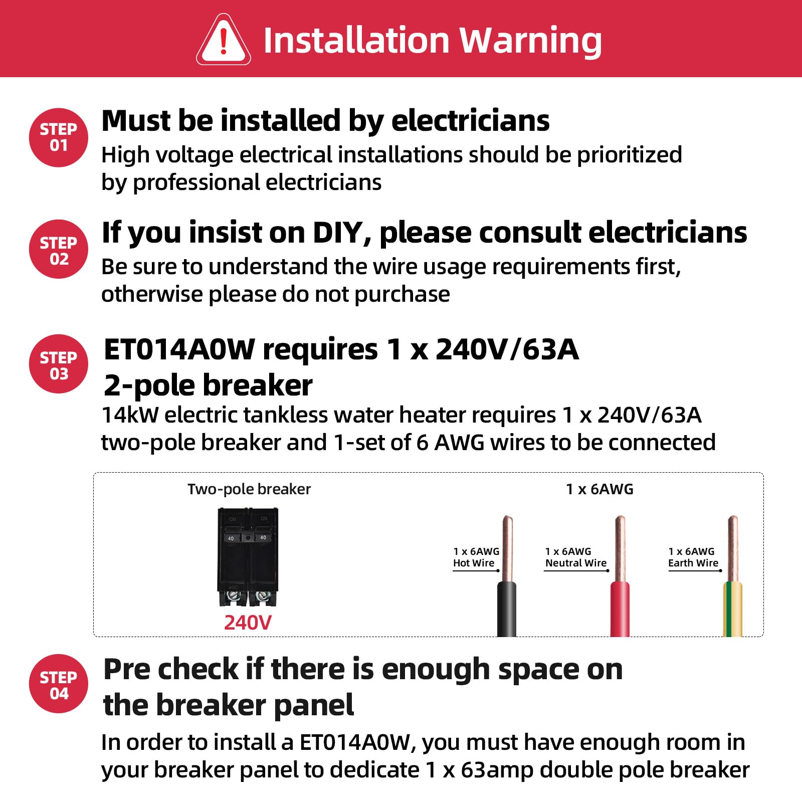 14 kW 3.4 GPM 240-Volt Electric Tankless Water Heater