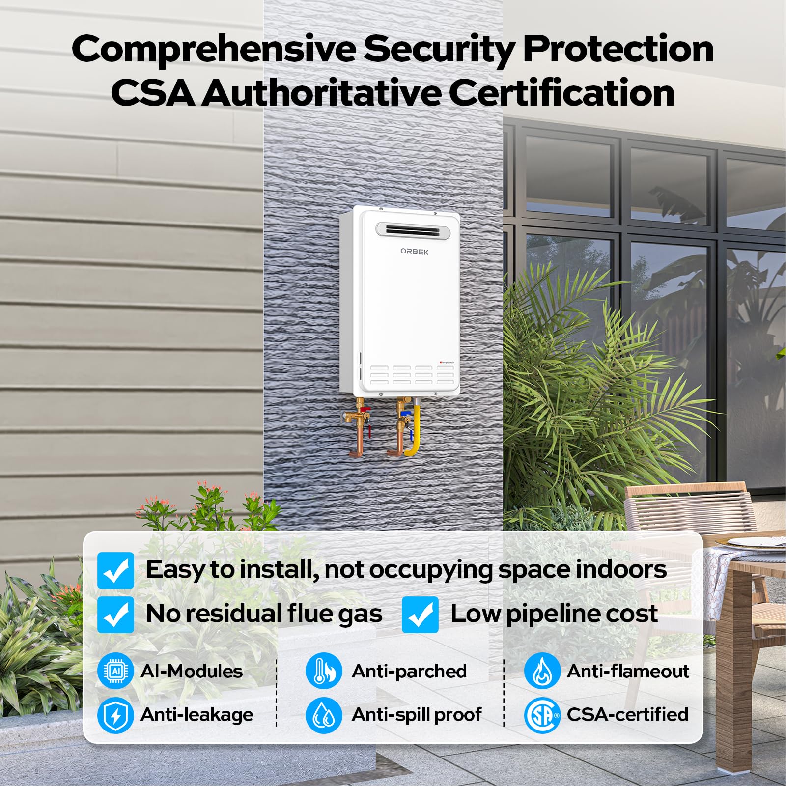 Non-Condensing 5.9 GPM 120,000 BTU -Outdoor Natural Gas/Propane Tankless Water Heater White