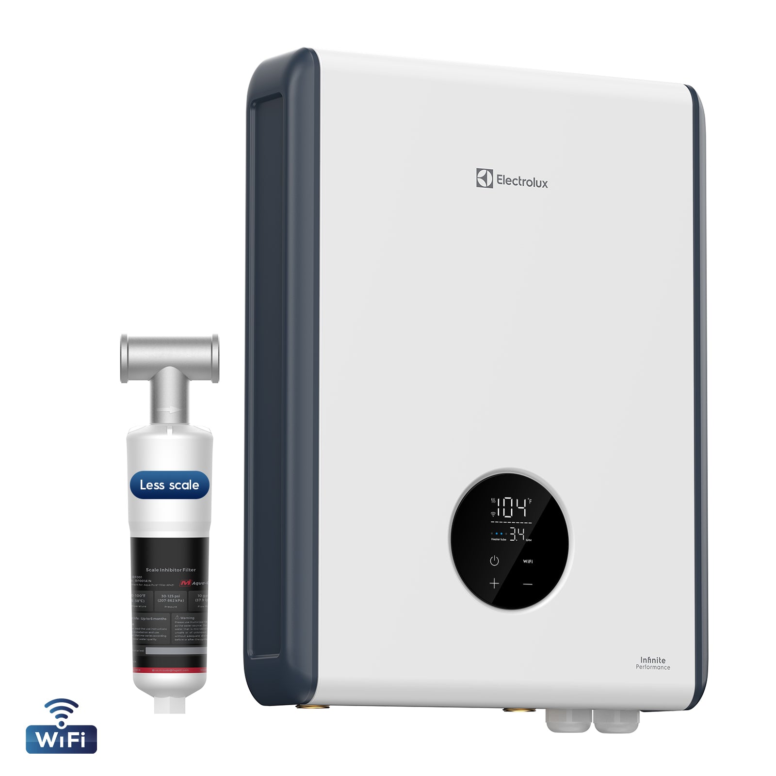 Electrolux 18kW Tankless Water Heater Electric with Wifi and Scale Inhibitor, Instant On Demand Smart Hot Water Heater 240V, Max 4.2 GPM, Supply for 2-3 Fixtures, 1℉ Stable Temp, Indoor Installation