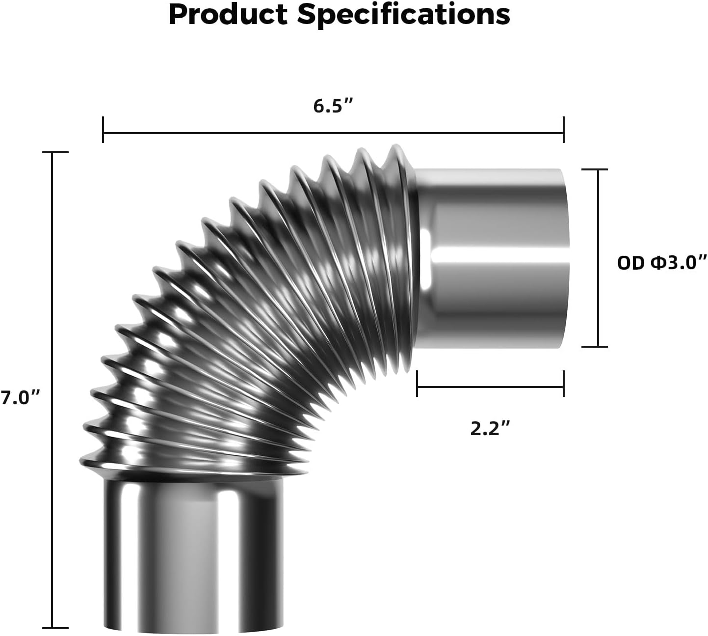 3-inch Stainless Steel Direct Vent 88 Degree Elbow