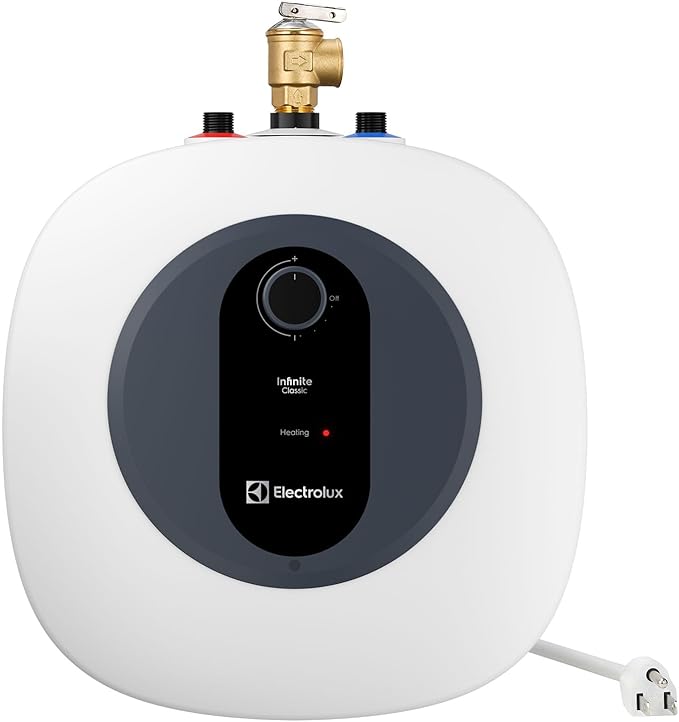 Electrolux 2026 Early Release Mini Tank Water Heater Electric, 2.5 Gallon Under Sink Water Heater for Point of Use On Demand Hot Water, Shelf Wall or Floor Mounted