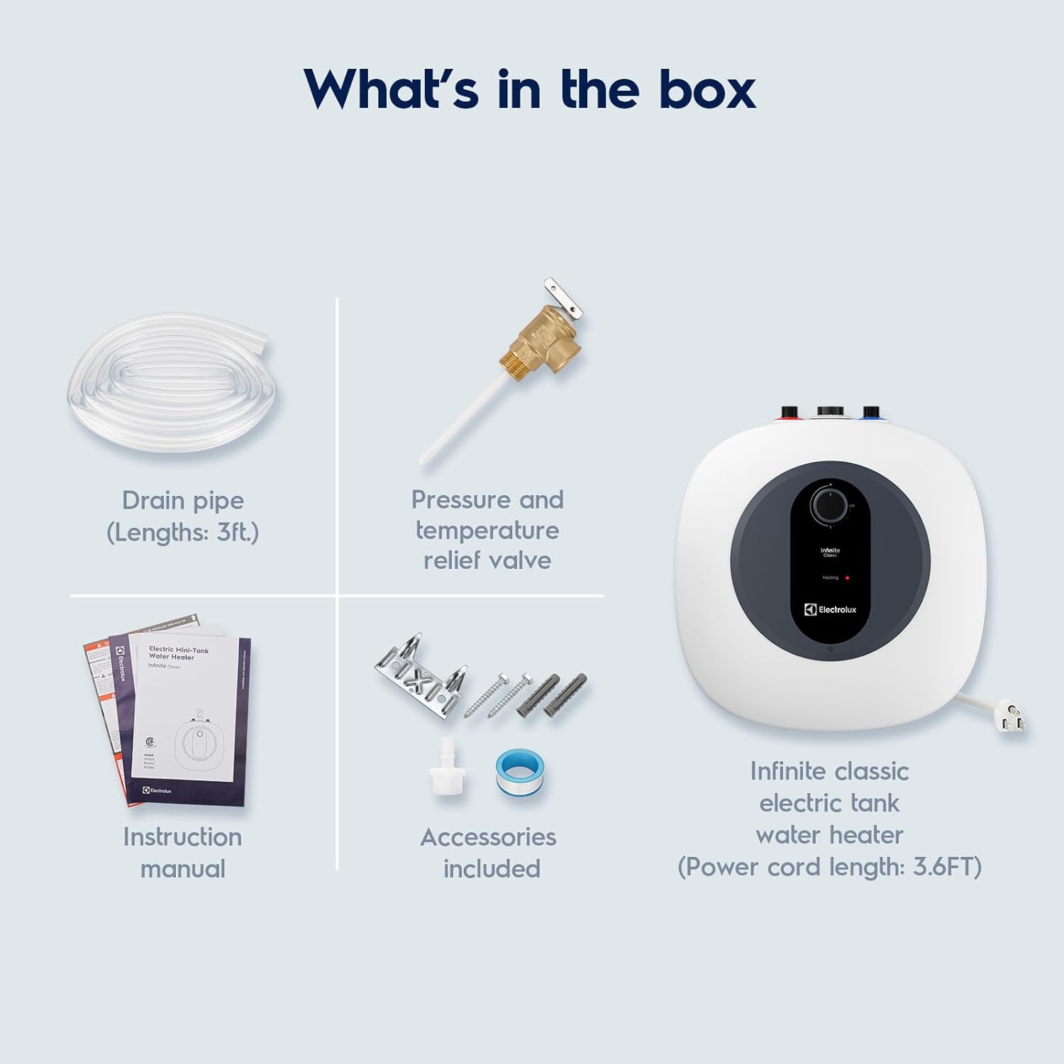 Electrolux Mini Tank Water Heater Electric 2026 Early Release, 4 Gallon On-Demand Under-Sink Instant Small Hot Water Heater Wall or Floor Mounted