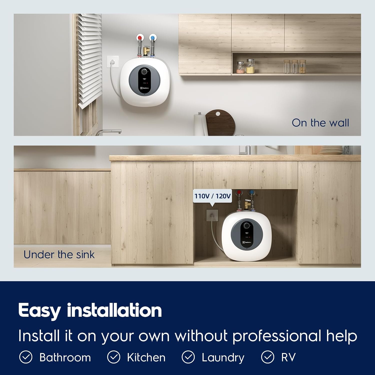 Electrolux Mini Tank Water Heater Electric 2026 Early Release, 4 Gallon On-Demand Under-Sink Instant Small Hot Water Heater Wall or Floor Mounted