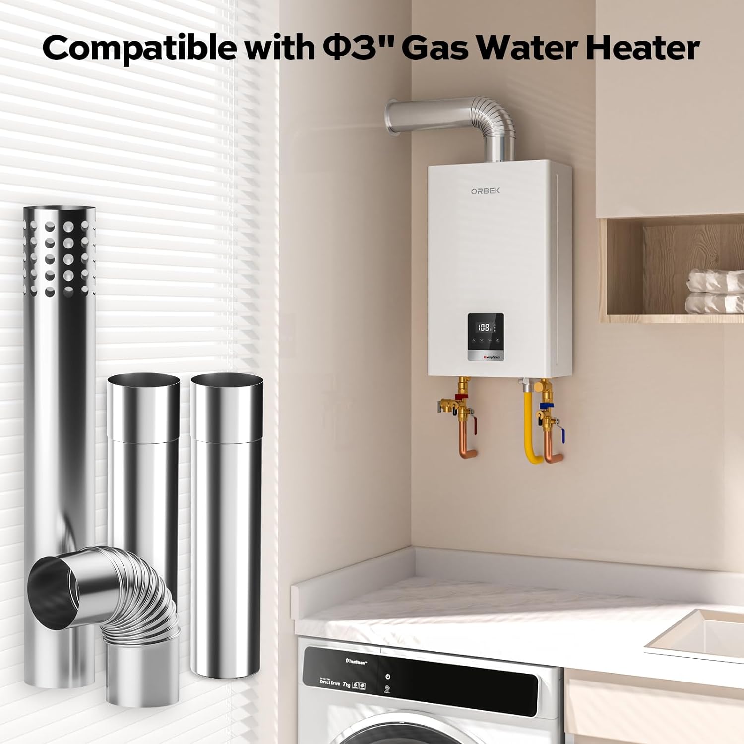 Non-Condensing 4.1 GPM 80,000 BTU -Indoor Natural Gas/Propane Tankless Water Heater White