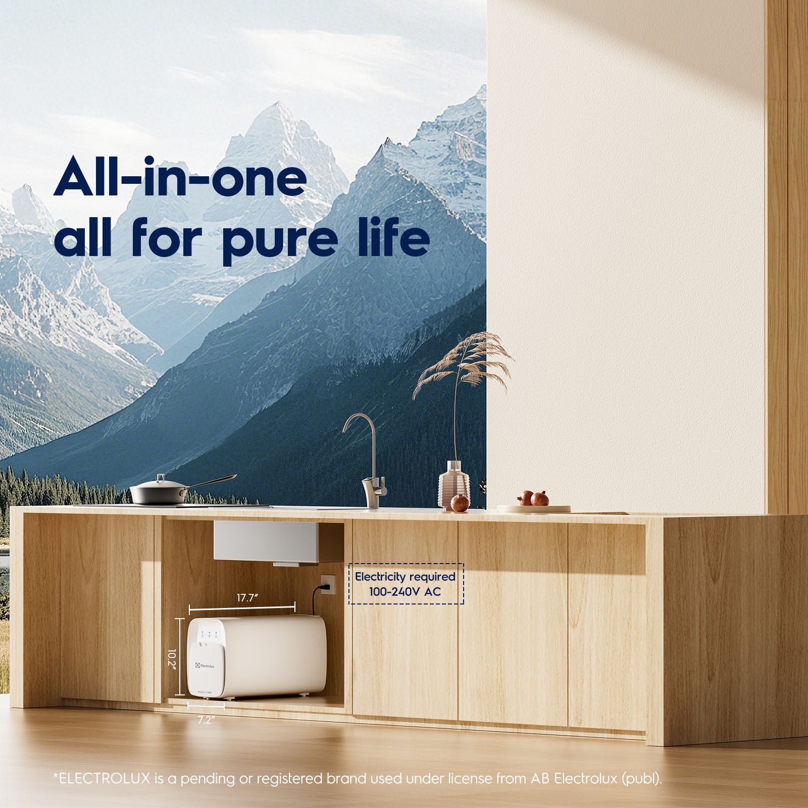 Electrolux All-in-One Tankless RO Water Filter, 1200GPD Under Sink Reverse Osmosis System, Smart Faucet & App Monitor, 3:1 Pure-to-Drain Ratio, 24 Months Filter Life, Auto-Flush