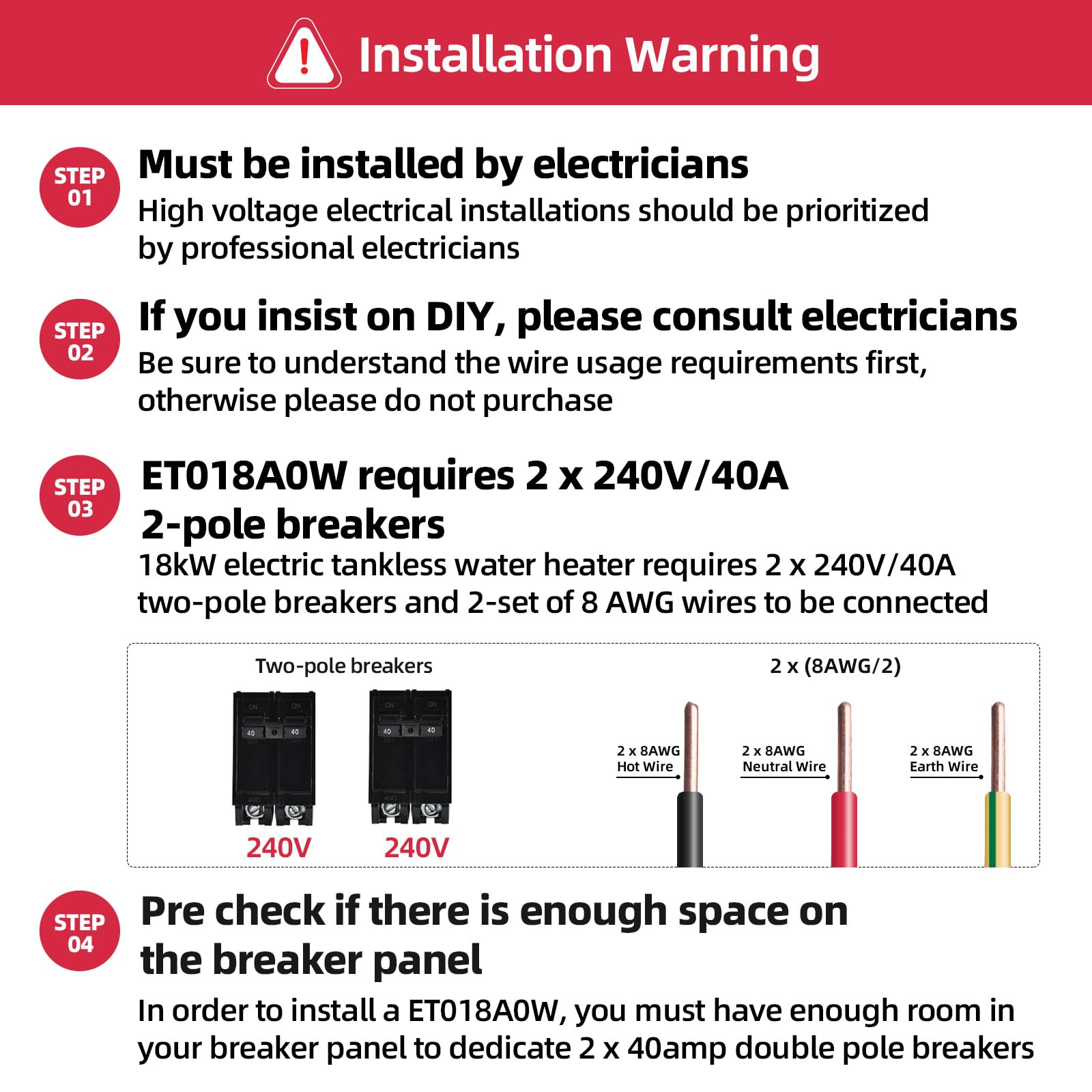 18 kW 4.4 GPM 240-Volt   Electric Tankless Water Heater