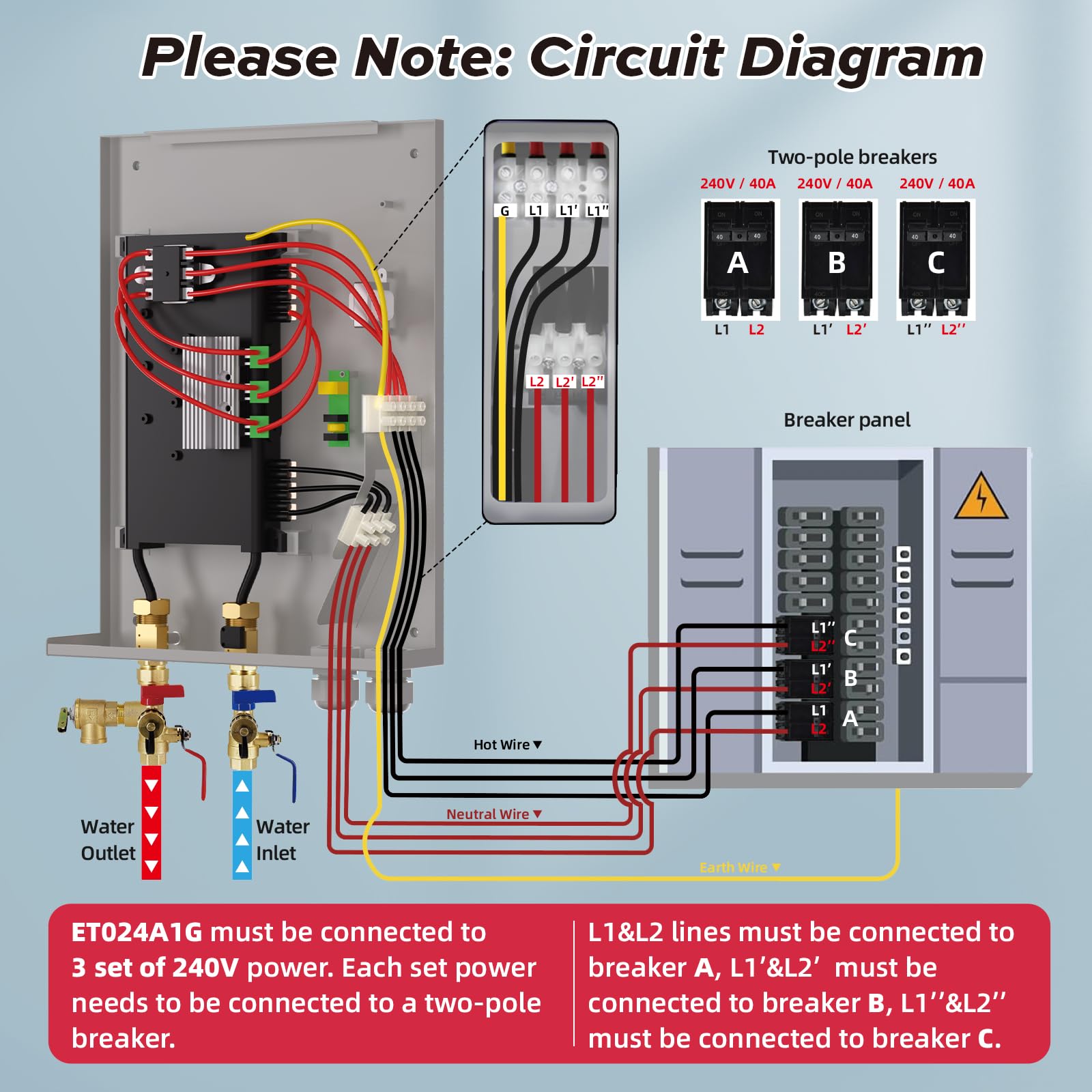 24 kW 6.0 GPM 240-Volt Electric Tankless Water Heater Gray