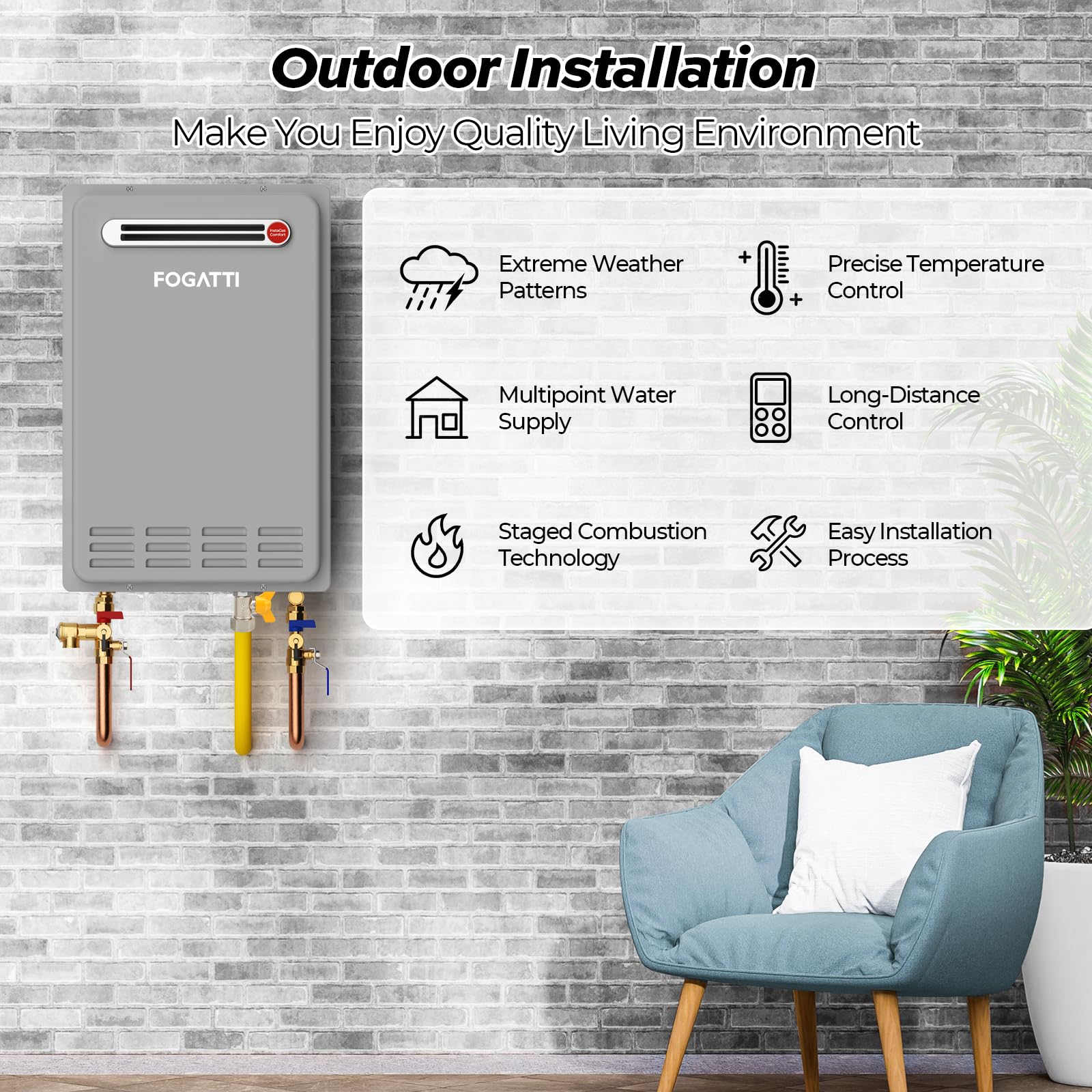 Non-Condensing 5.9 GPM 120,000 BTU -Outdoor Natural Gas/Propane Tankless Water Heater Gray