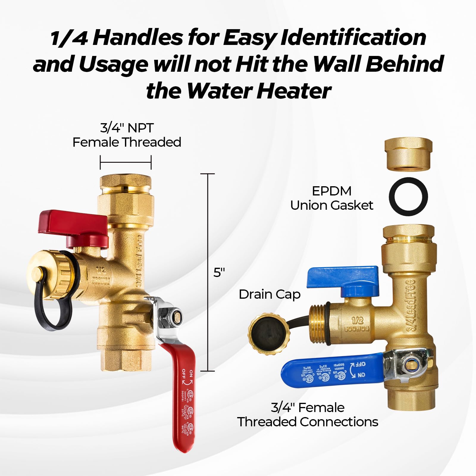 3/4 Inch IPS Isolator Service Valve Kit, with 150 PSI Pressure Relief Valve