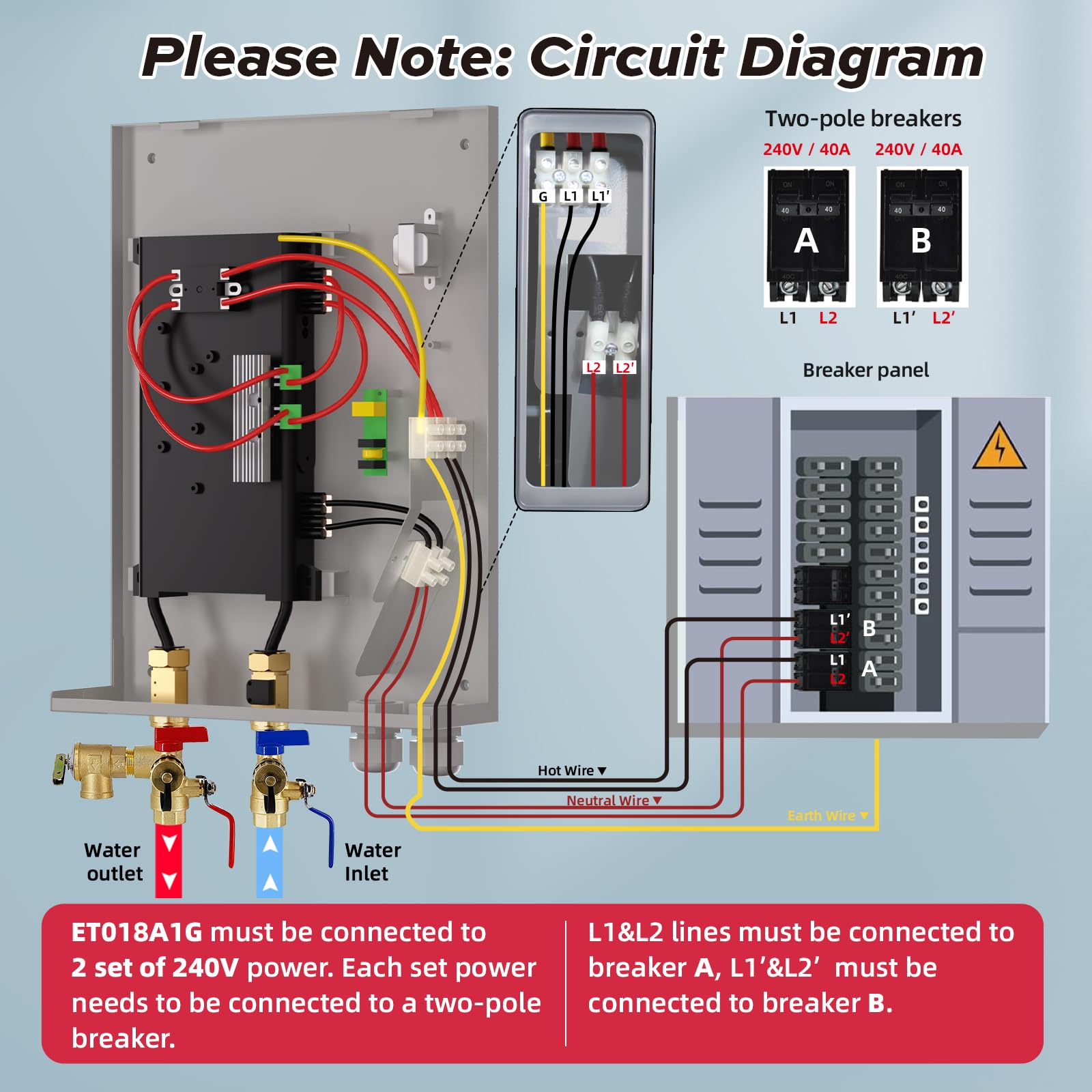 18 kW 4.4 GPM 240-Volt Electric Tankless Water Heater Gray