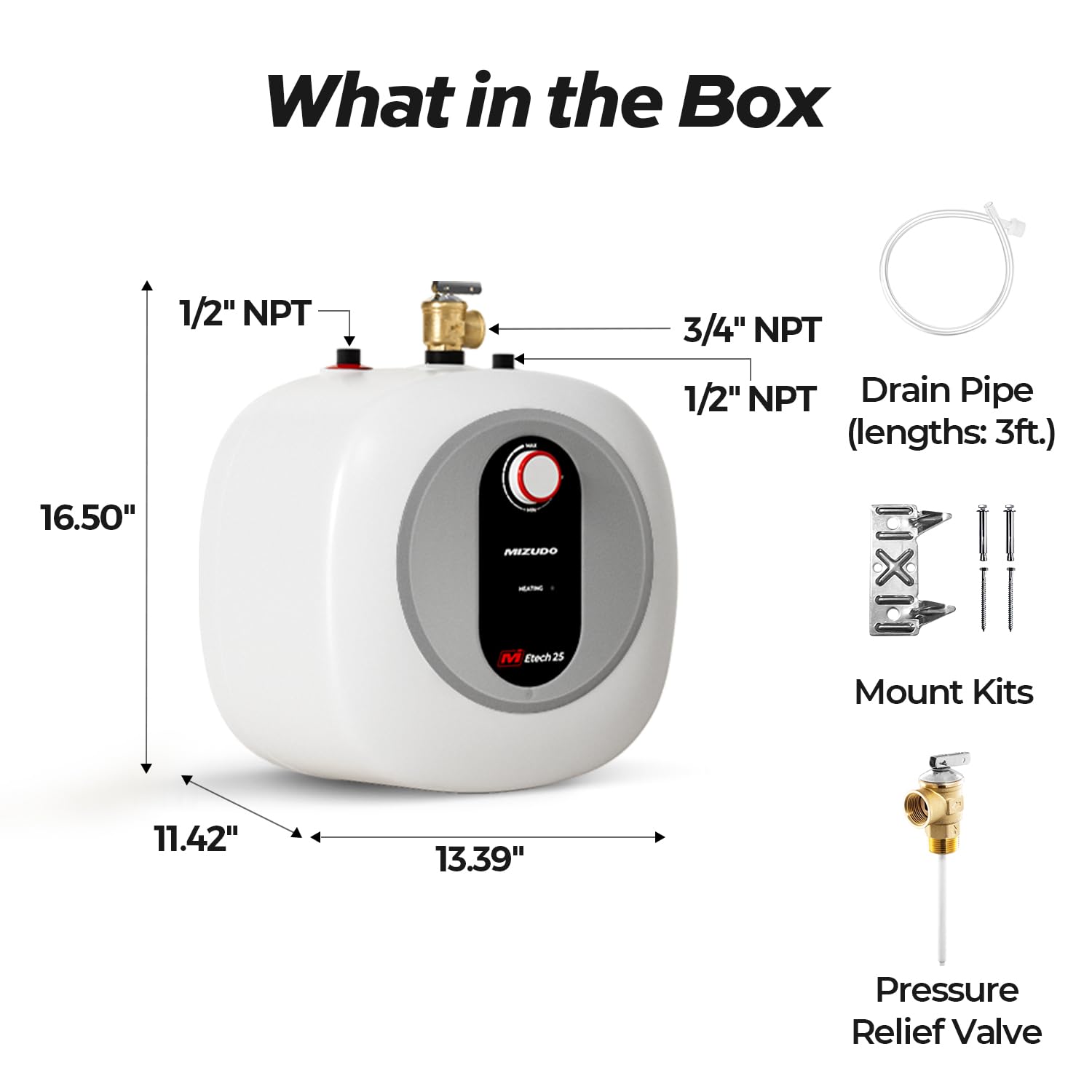 2.5 Gallon Electric Mini Tank Water Heater Point-of-Use Under Sink