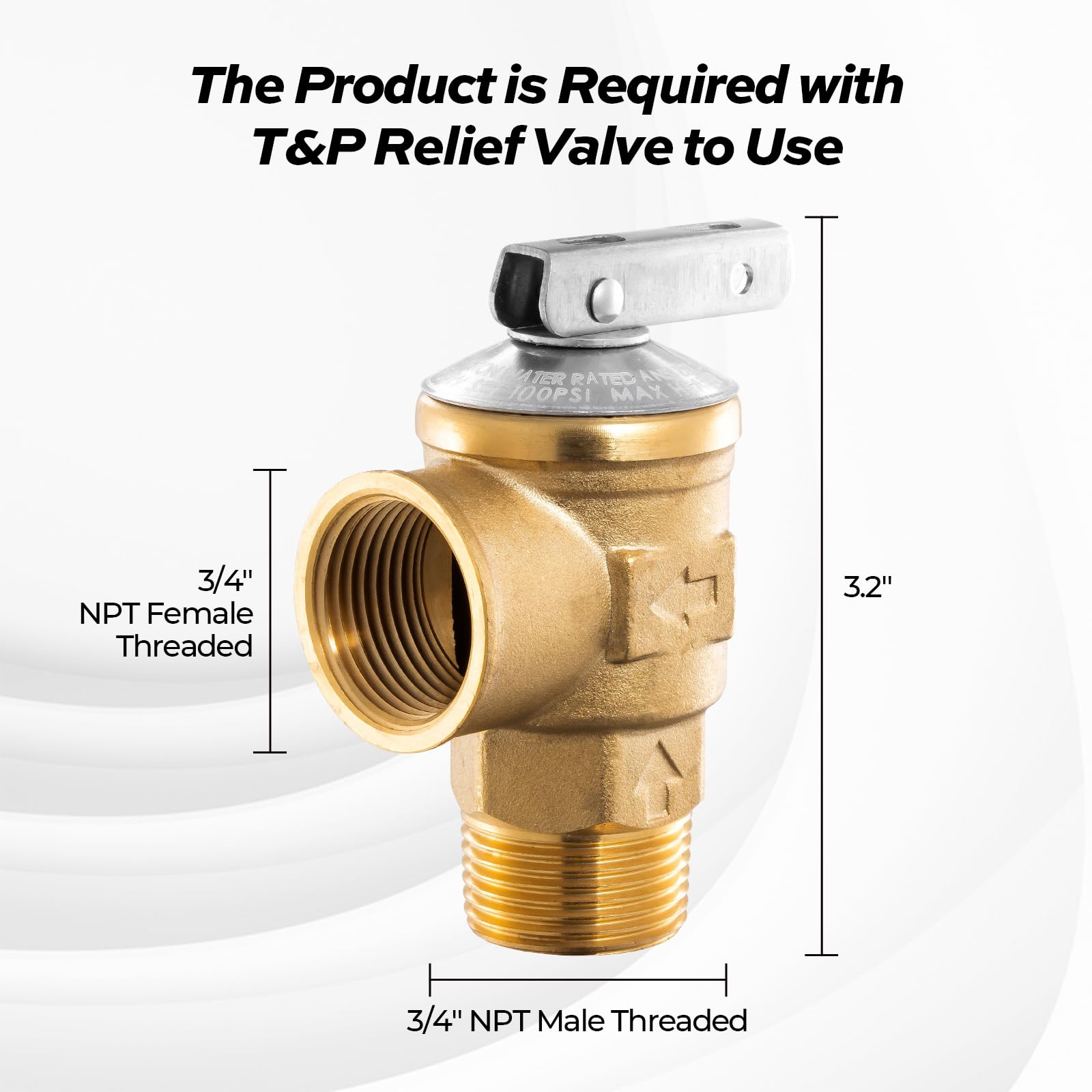 3/4 Inch IPS Isolator Service Valve Kit, with 150 PSI Pressure Relief Valve