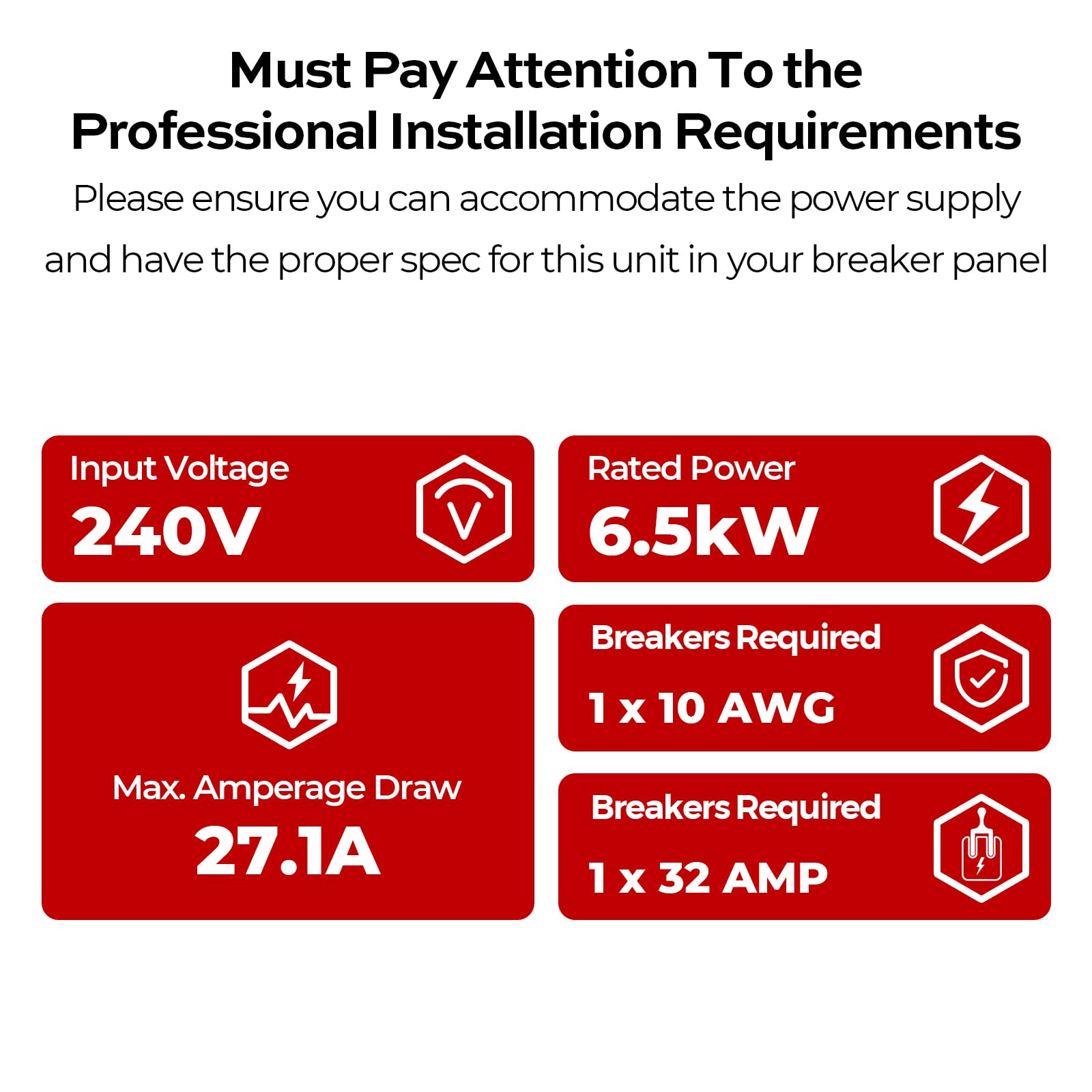 6.5 kW 240V Electric Tankless Water Heater