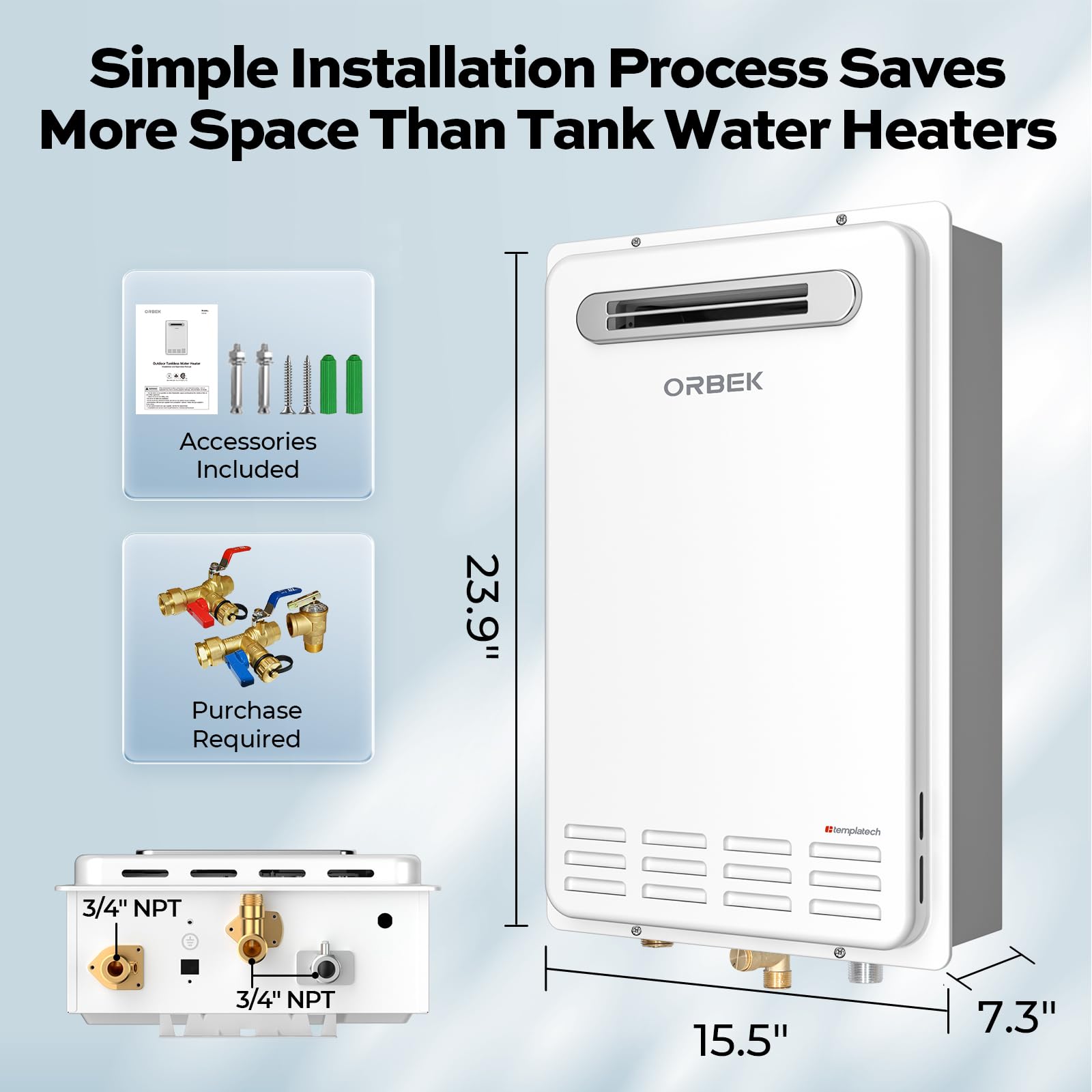 Non-Condensing 5.9 GPM 120,000  BTU -Outdoor Natural Gas/Propane Tankless Water Heater White